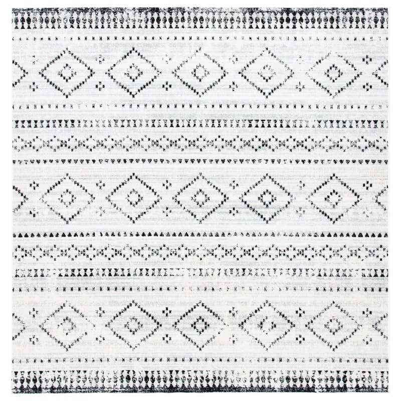 SAFAVIEH Montage Aimi Indoor/ Outdoor Waterproof Patio Backyard Rug - 6'7" Square - Grey/Ivory