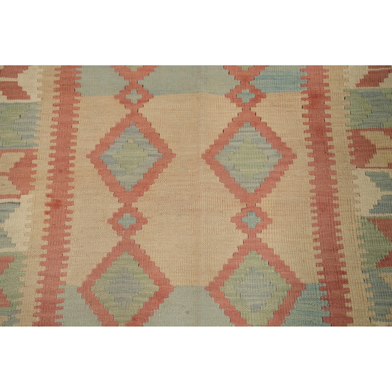 Hand Woven Southwestern Wool Blue Geometric Area Rug - 6' 2'' X 4' 3''