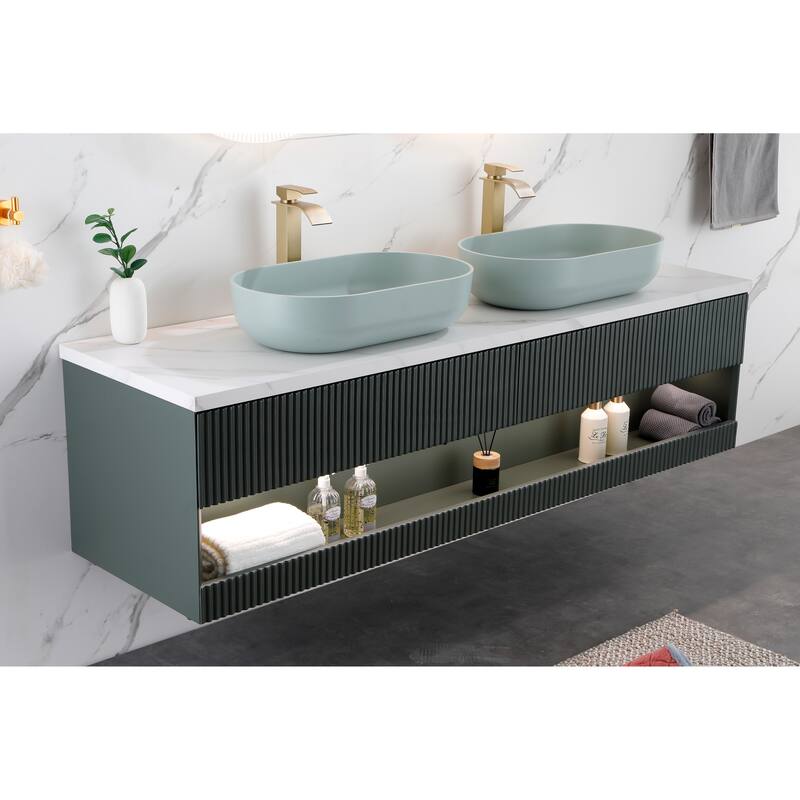 Modern 24-Inch Acrylic Bathroom Sink with Hydrophobic Surface, Non-Porous and Durable Design - 24in L