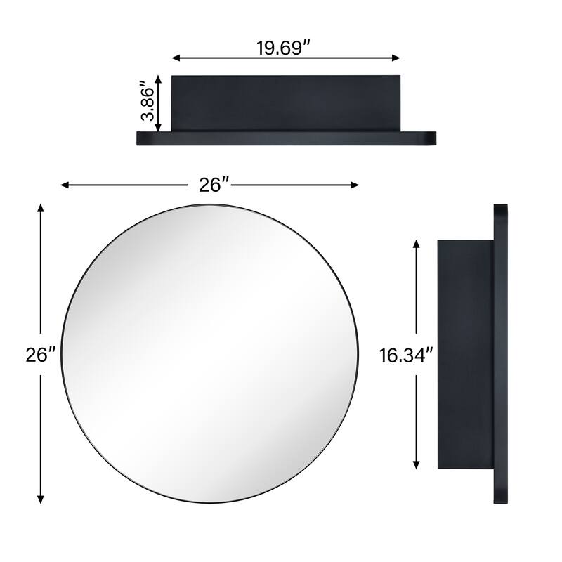 TEHOME Myriel Surface Mount Framed Round Medicine Cabinet with Mirror
