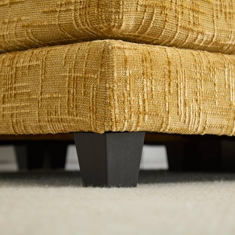 Chenille Fabric Loveseat Sofa Couch with 2 Ottomans and Side Pockets