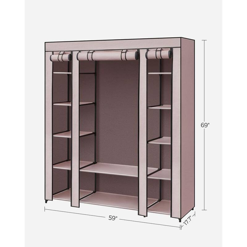 59" Freestanding Clothes Storage Wardrobe with Shelves and Rod Non-Woven Fabric Closet Organizer - 59" x 17.7" x 69"