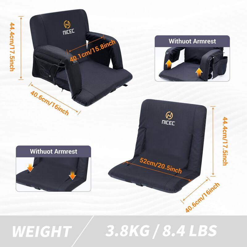 Heated Massage Stadium Seats, Floor Chair, Bleacher Chairs, Reclining Waterproof Cushion