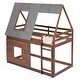 preview thumbnail 13 of 12, Wood Twin Size House Bunk Bed with Roof, Ladder & 2 Windows, Floor Bedframe for Kids Teens Bedroom, Low Bunk Bed for Boys Girls