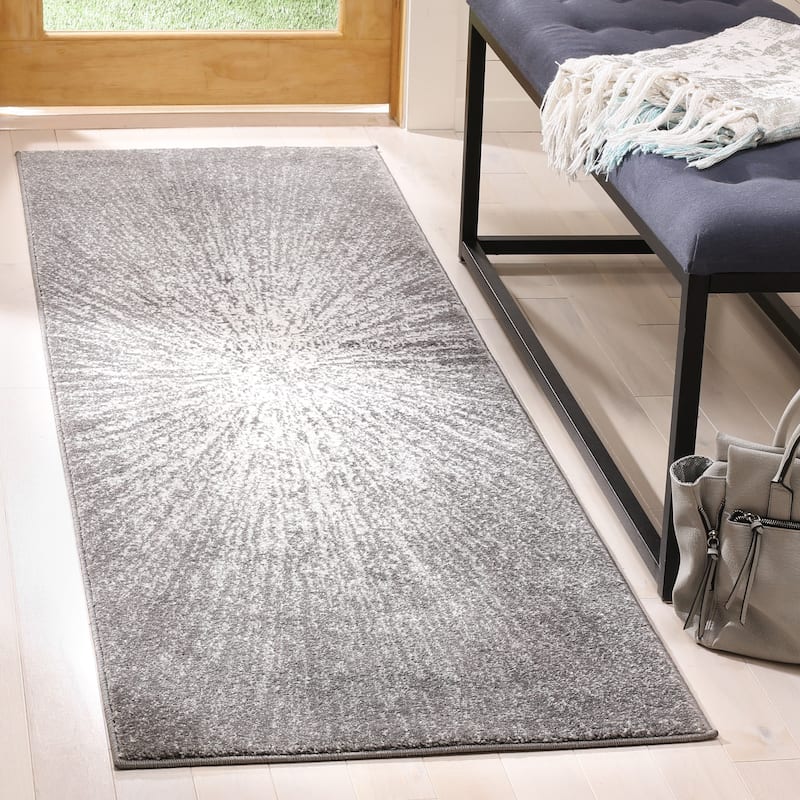 SAFAVIEH Evoke Juli Abstract Boho Burst Rug - 2'2" x 11' - Dark Grey/Ivory