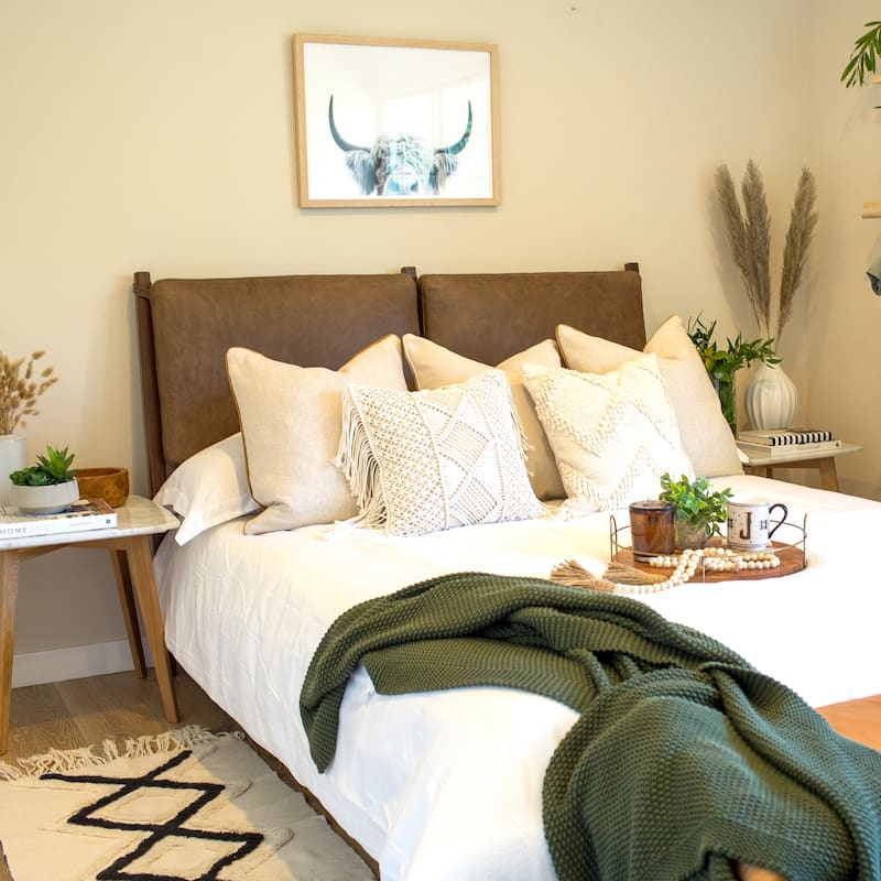 Poly & Bark Truro Bed Frame with Leather Cushions