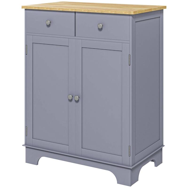Kitchen Storage Cabinet with Solid Wood Top,Adjustable Shelf,2 Drawers