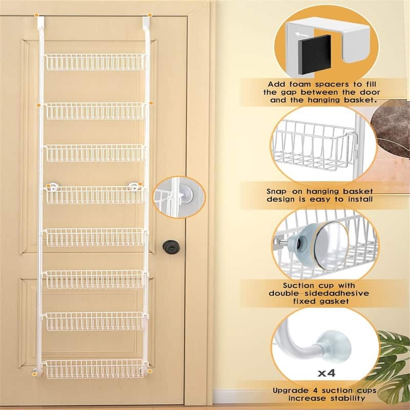 8 Tier Over The Door Pantry Organizer - 17"D x 9"W x 5"H
