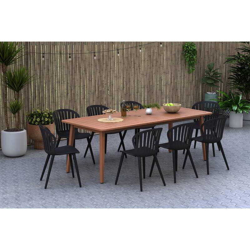Amazonia FSC Certified Wood Chalerston Oudoor Patio Dining Set - 9PC