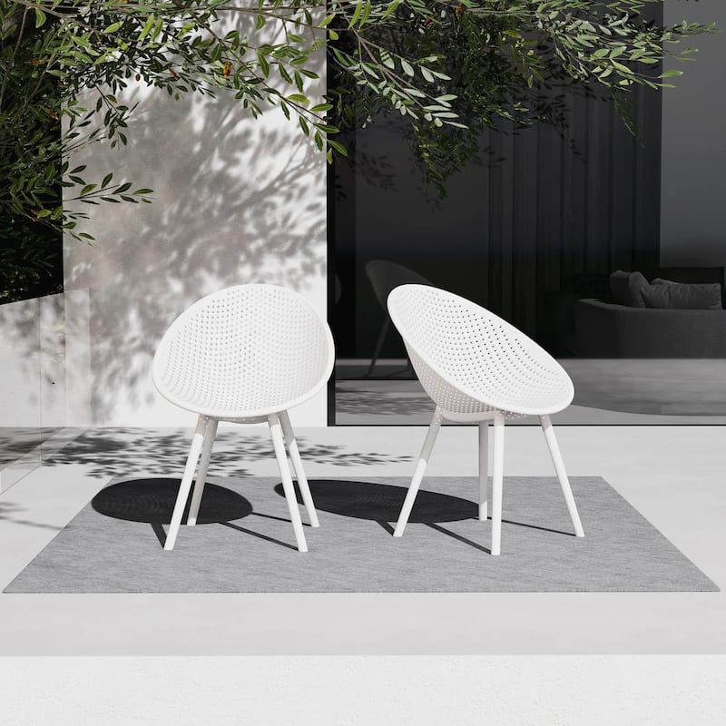 Modern Plastic Dining Chair Plastic Legs with Breathable Perforated Egg Shaped Seat for Indoor/Outdoor Use