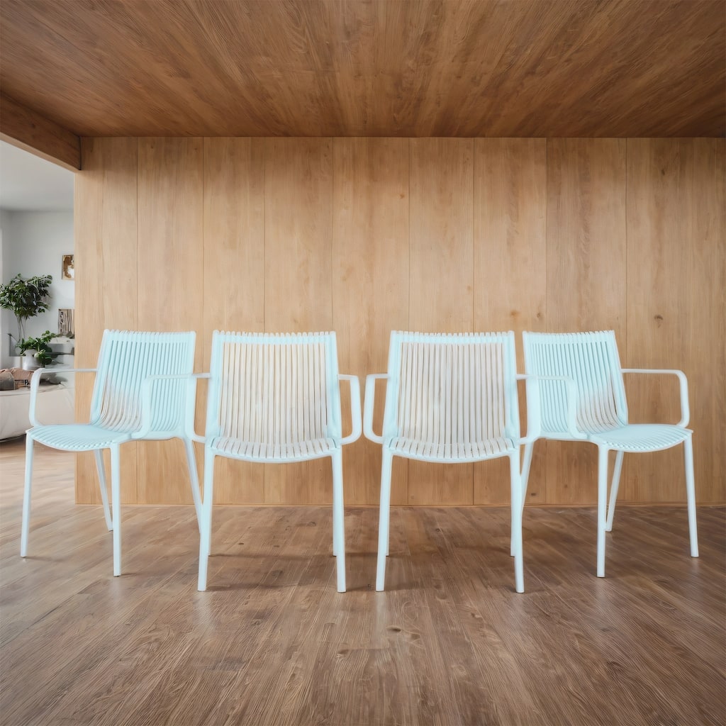 Patio Stackable Dining Chair, All-Weather, Polypropylene, Set of 4