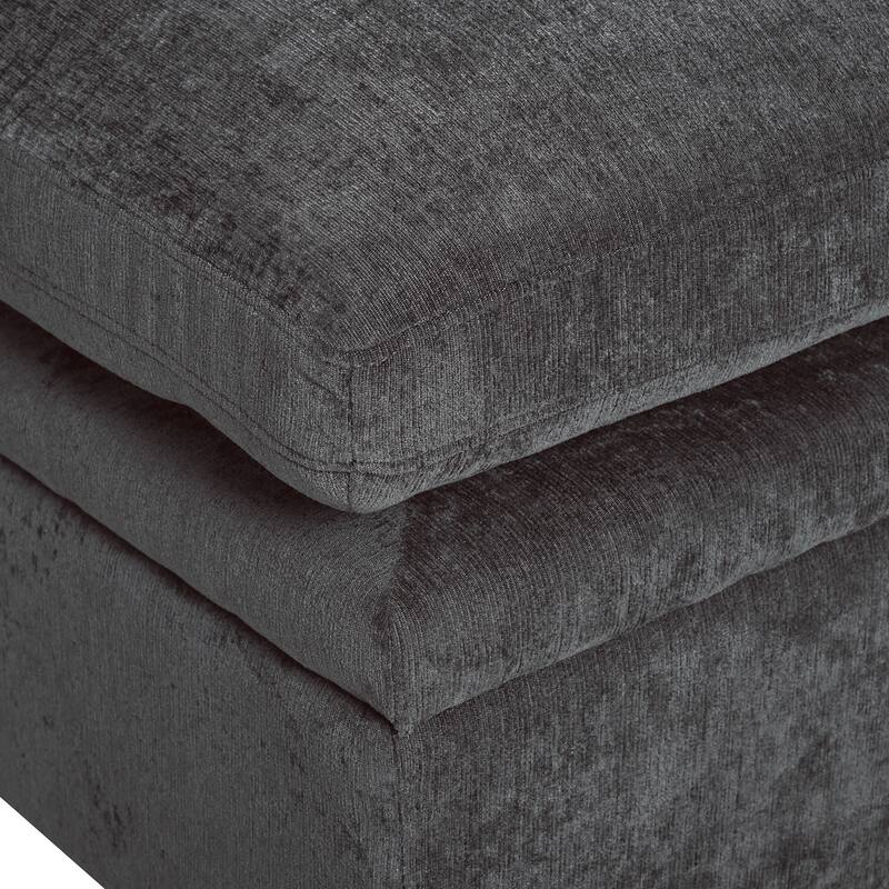 127.6" Polyester Modular L-Shaped Sectional Sofa with Ottoman