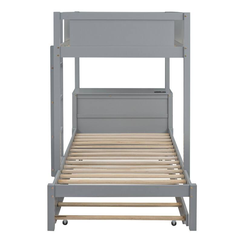 Twin-Over-Twin Bunk Bed with Twin size Trundle, Drawers and Desk