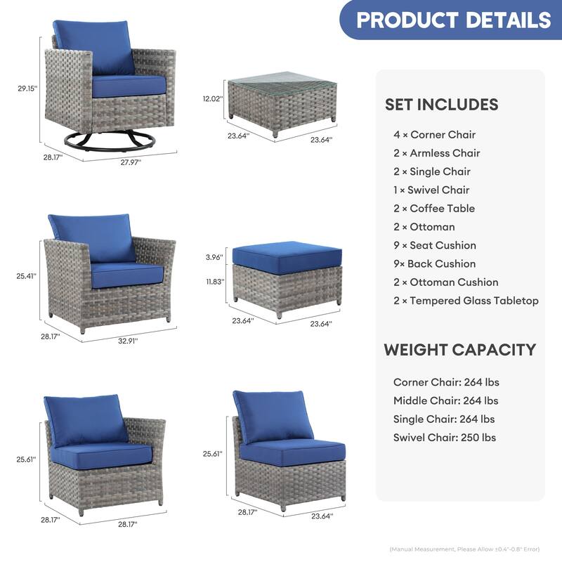 XIZZI 13-piece Outdoor Patio Furniture Conversation Set