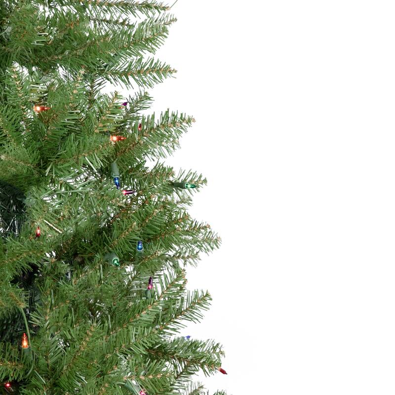6.5' Silver Lake Fir Pencil Artificial Christmas Tree, Multi Lights - 6.5 Foot