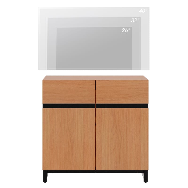 WAMPAT Modern TV Stand with Storage Cabinets for Living Room,Bedroom,Brown