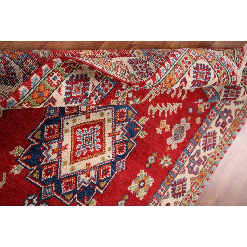 Red Kazak Oriental Accent Rug Handmade Wool Carpet - 3'2" x 5'6"