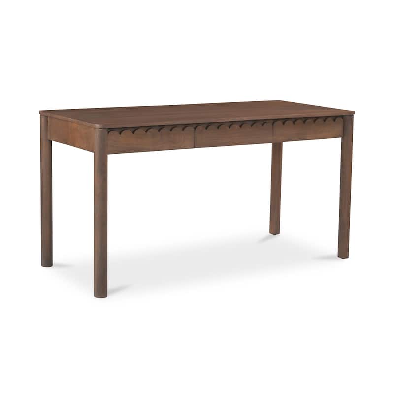 NADAAL STUDIOS Thalen Desk, Mango Wood with Sculptural Round Legs, Vintage Brown