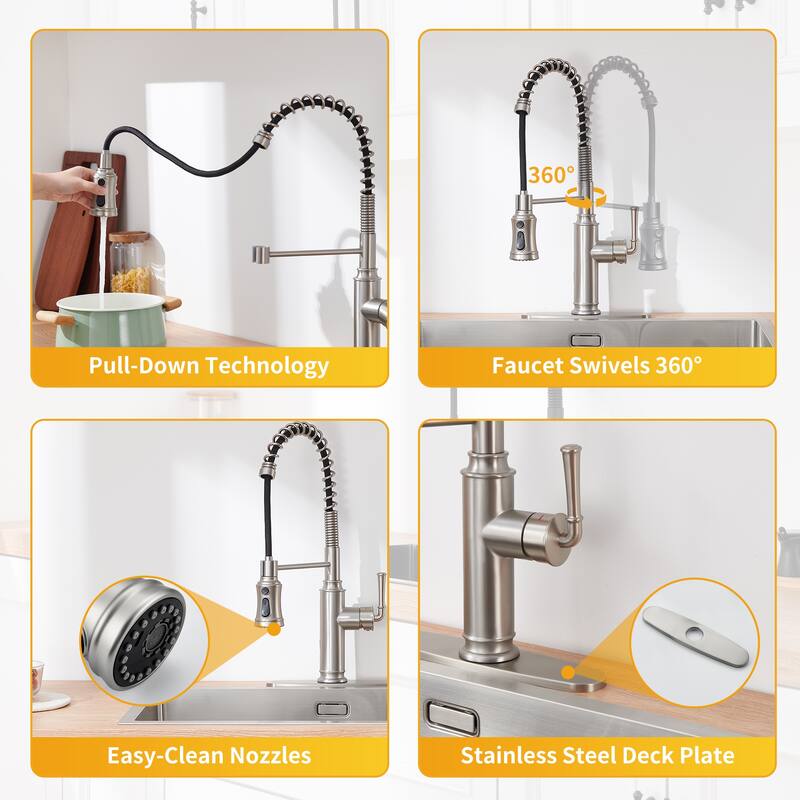 Single Handle Pull Down Sprayer Kitchen Faucet with Touchless Sensor