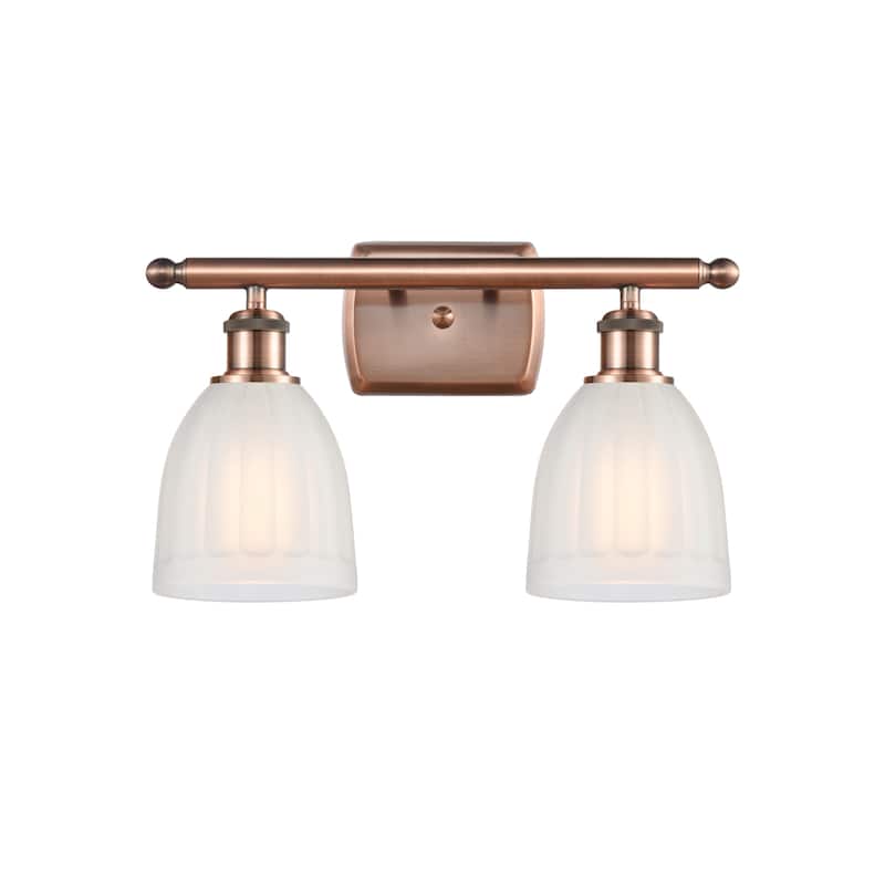 Innovations Lighting Brookfield 2 Light 16" Wide Bathroom Vanity Light - Antique Copper / White