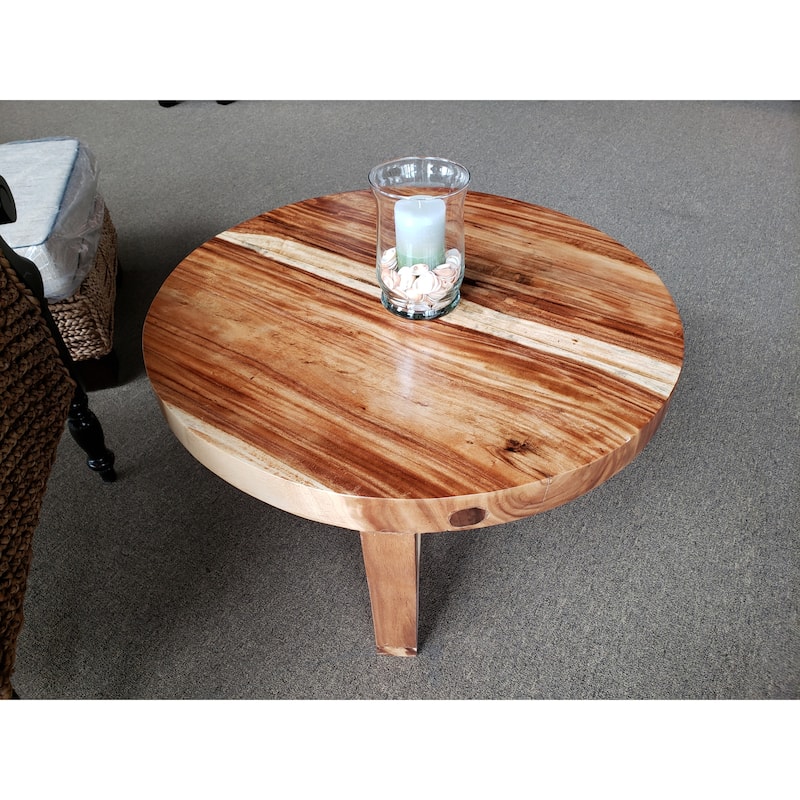 Chic Teak Suar Live Edge Round Coffee Table - 32 inch