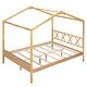 preview thumbnail 6 of 36, Full Size Wood House Bed with Storage Space and Roof