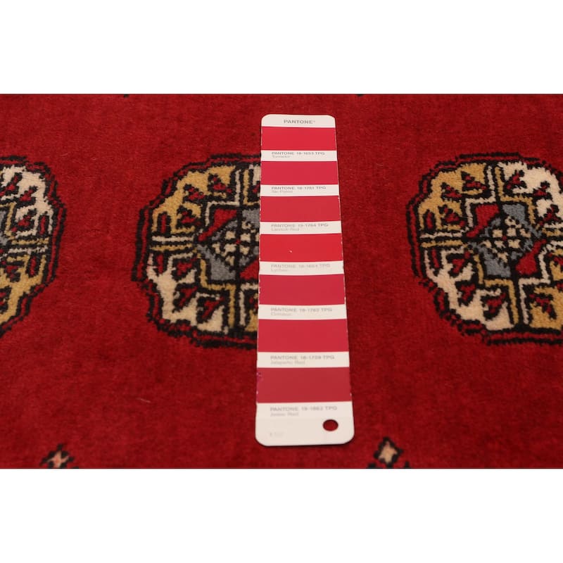 ECARPETGALLERY Hand-knotted Peshawar Bokhara Red Wool Rug - 2'7 x 8'3