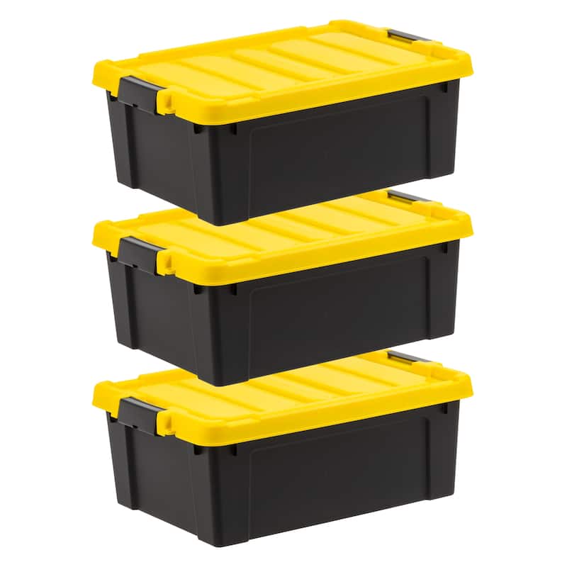 IRIS USA® STOR-IT-ALL 47 Qt Buckle Lid - Black - Set of 3