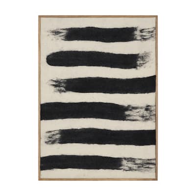 Rollins Small Cream w/ Black Stripes Wool Framed Art