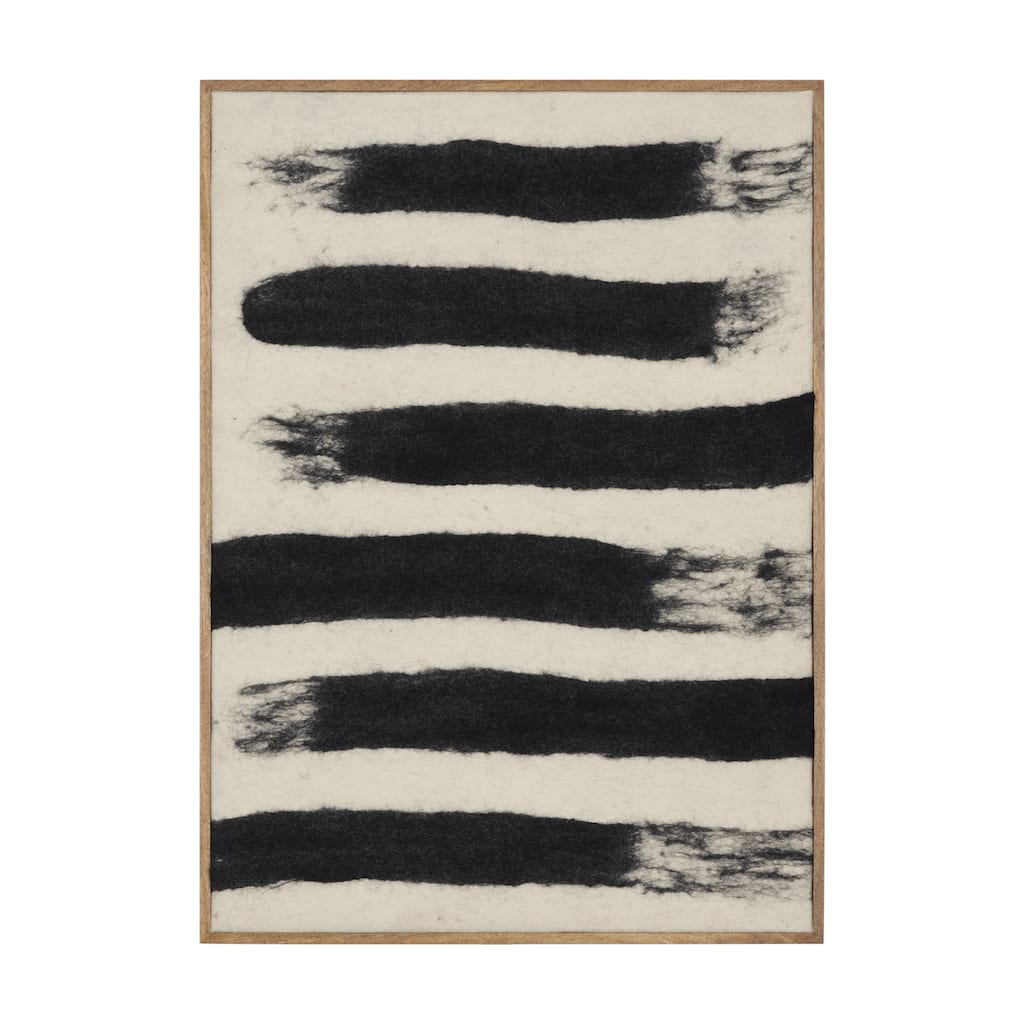 Rollins Small Cream w/ Black Stripes Wool Framed Art