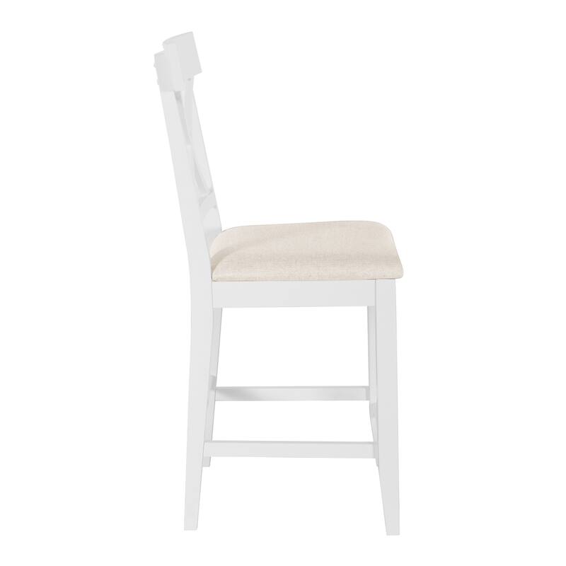 Wood Dining Table Set with 3-Tier Storage Shelves, 5-Piece Kitchen Table Set with Upholstered Dining Chairs