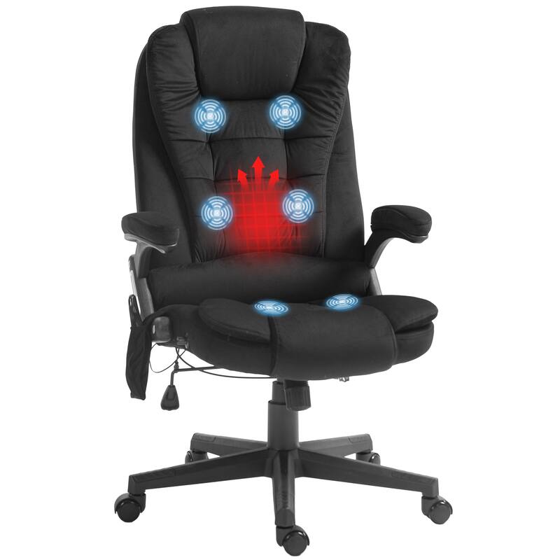 Characteristic Heated Massage Chair Gaming Chair, Black Reclining Executive Chair Computer Chair Drafting Chair with Padded Arm