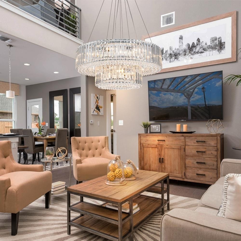 Modern Glam 6/8/12-Light Crystal Drum Chandelier for Dining Room and Foyer