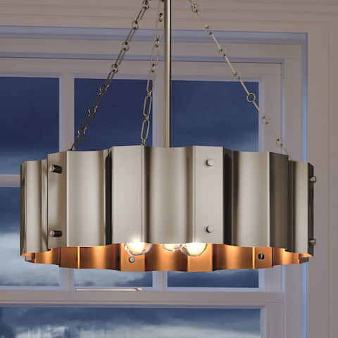 Luxury Lux Industrial Chandelier, 23"H x 21"W, with Industrial Chic Style, Matte Nickel, by Urban Ambiance