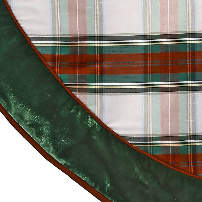 54" Dupion Plaid With Velvet Tree Skirt