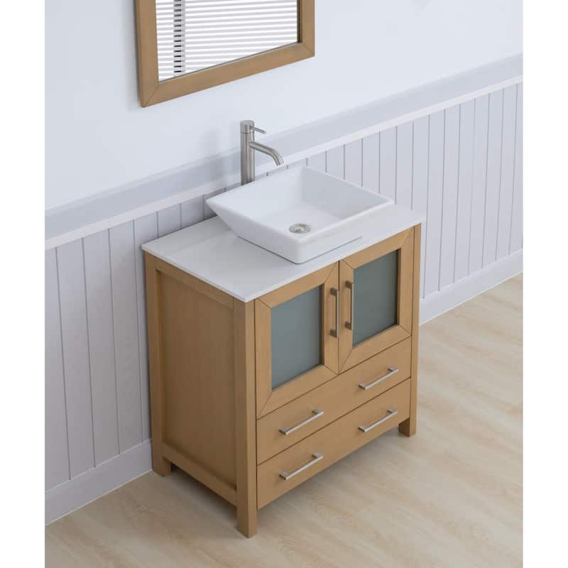 Vanity Art 30-inch Single Sink Bathroom Vanity Set With Engineered Marble Top and Free Mirror - 30 x 18.5 x 36 Inches