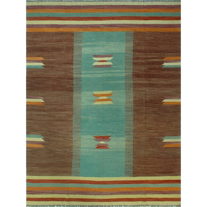 Noori Rug Winchester Flatweave Loren Blue/Brown Rug - 9'2" x 11'10"