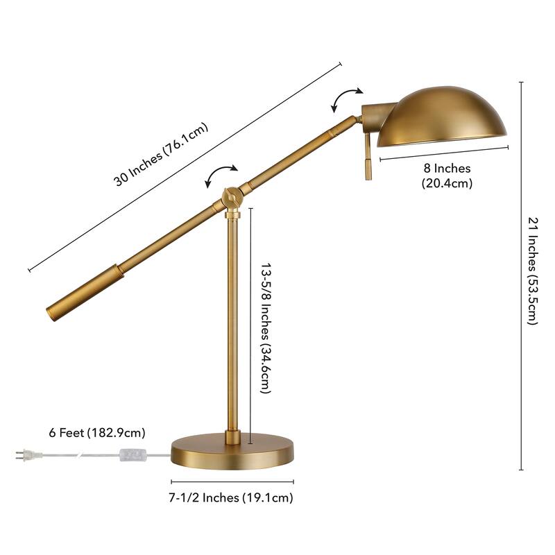 Dexter 23.25" Tall Boom Arm Table Lamp with Metal Shade