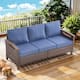 Option Brwon Wicker Blue Cushion