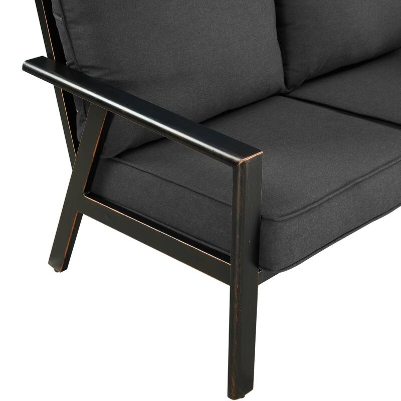 Black Aluminum Deep Seating Deep Seating Loveseat with Cushions