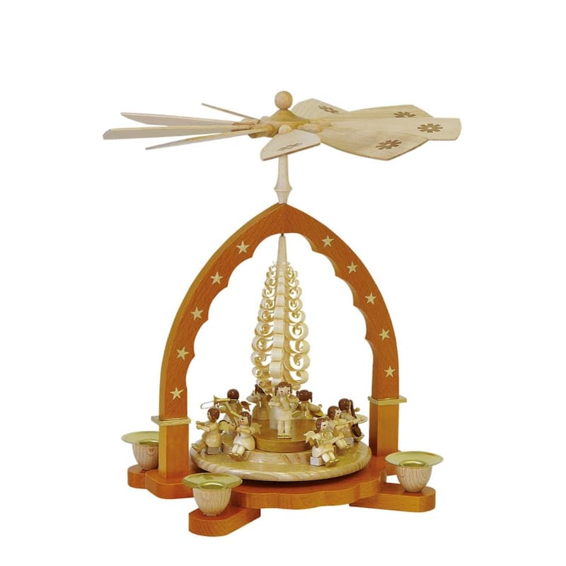11.25" Richard Glaesser Angel Christmas Pyramid Candle Holder
