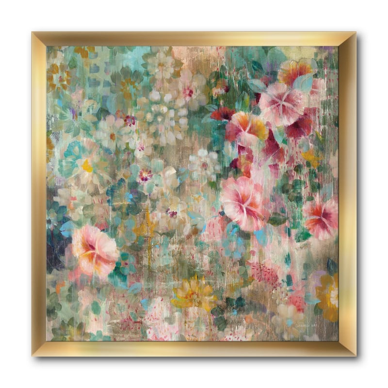 Designart "Flower Shower III" Farmhouse Framed Art Print