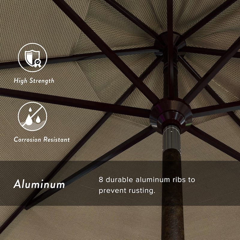 California Umbrella 11' Rd Golden State Series Patio Umbrella Bronze Aluminum Frame Crank Lift Collar Tilt Olefin Royal Blue