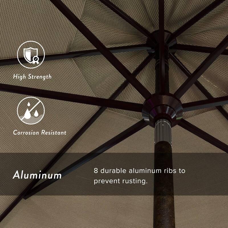 California Umbrella 11' Round Aluminum Crank Open Auto Tlit Patio Umbrella, Bronze Finish, Double Wind Vent.