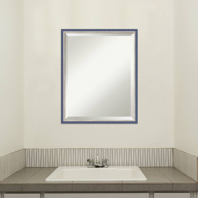 Theo Narrow Beveled Wood Framed Bathroom Vanity Wall Mirror