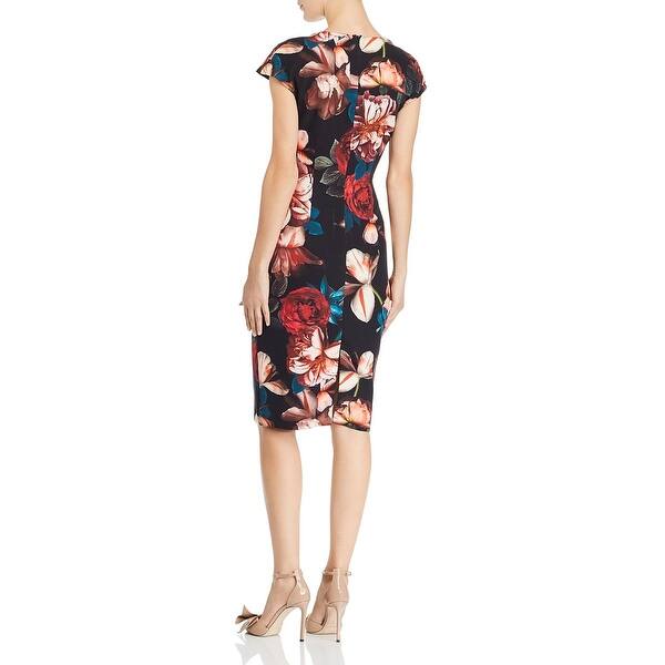 Shop Black Halo Womens Greyson Sheath Dress Scuba Floral 10