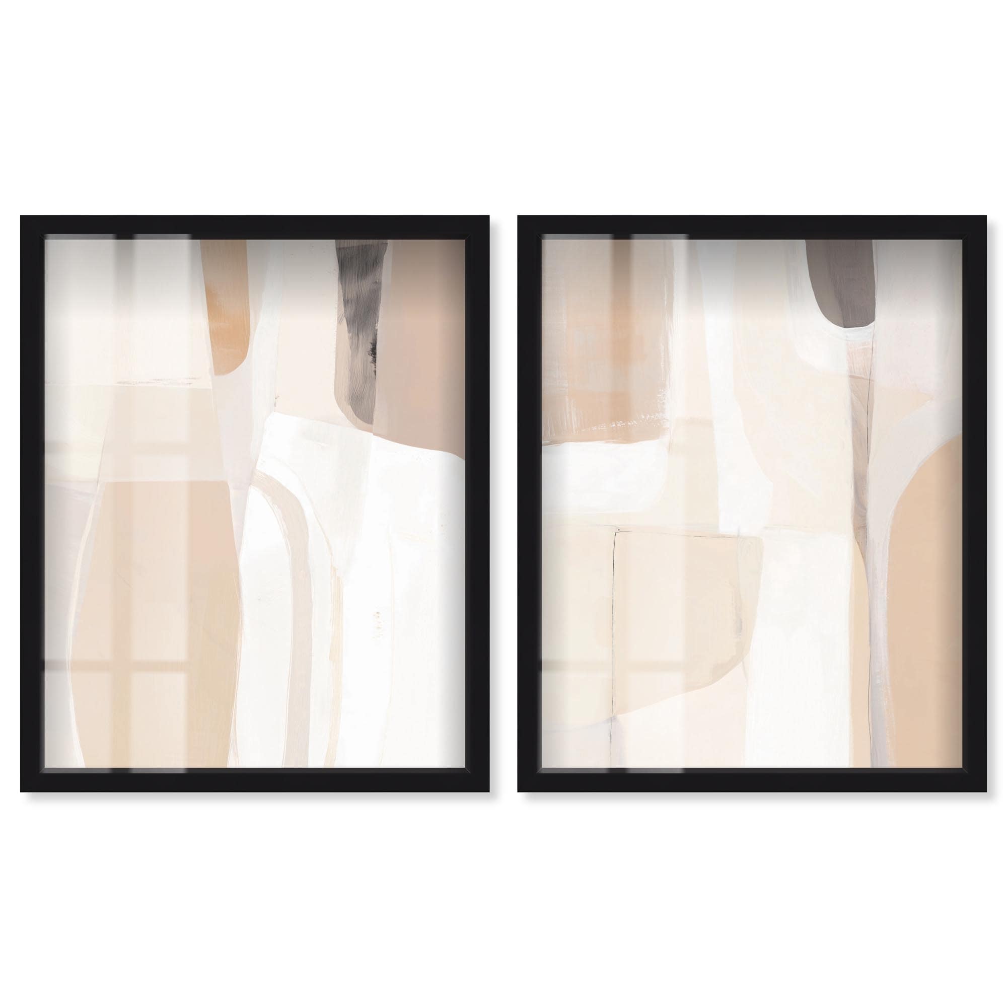 Neutral Harmony Minimalist Art Set of 2 Shadowbox Print by Art Remedy