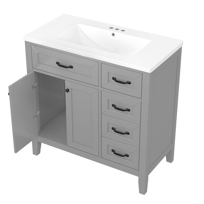Roomfitters 36" Bathroom Vanity with Sink Combo Cabinet with Drawers Solid Frame and MDF Board One Package