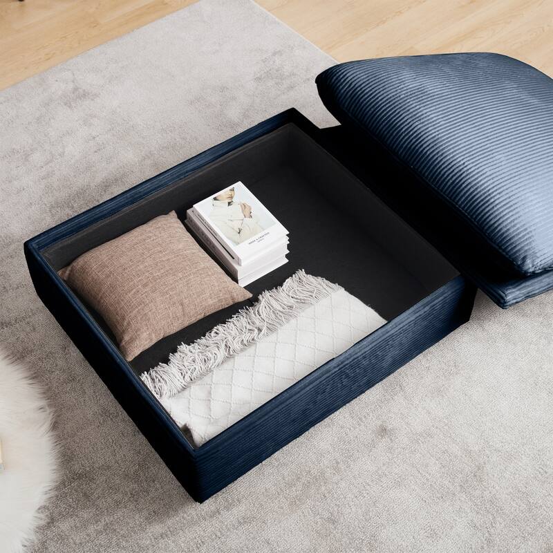 Modern Living Room Chair, Upholstered Fabric Accent Armchair, Corduroy Single Sofa Chair with Ottoman for Office/Bedroom