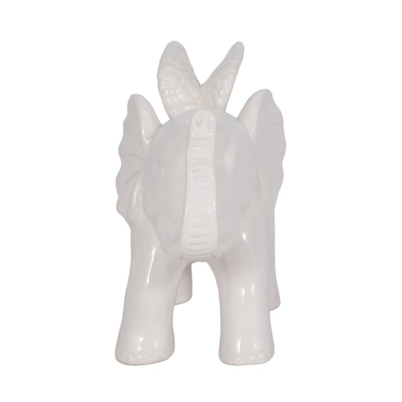 Sagebrook Home White Modern Neutral 7" Ceramic Angel Elephant Figurine - 8" x 4" x 6"
